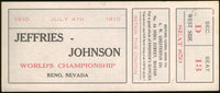 JOHNSON, JACK-JIM JEFFRIES FULL ADVERTISING TICKET (1910)