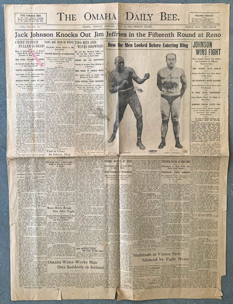 JOHNSON, JACK-JIM JEFFRIES ORIGINAL NEWSPAPER