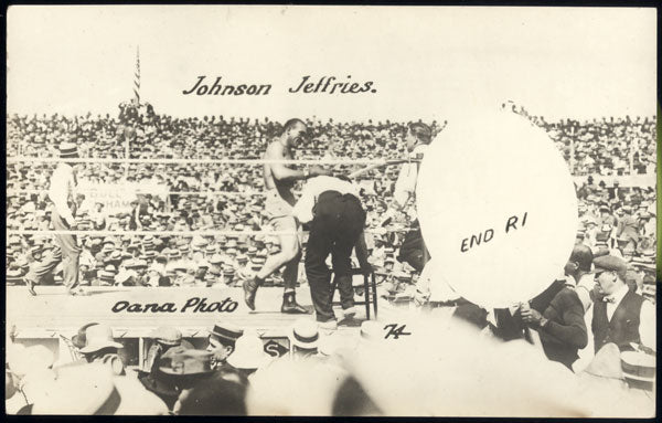 JOHNSON, JACK-JAMES JEFFRIES REAL PHOTO POSTCARD (1910-1ST ROUND)