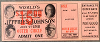 JOHNSON, JACK-JIM JEFFRIES FULL TICKET (1910-PSA/DNA VG-EX 4)