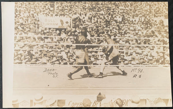 JOHNSON, JACK-JAMES JEFFRIES REAL PHOTO POSTCARD (ROUND 6-1910)
