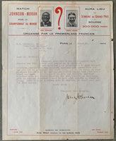JOHNSON, JACK SIGNED LETTER (1914-JSA AUTHENTICATED)