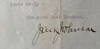 JOHNSON, JACK SIGNED LETTER (1914-JSA AUTHENTICATED)