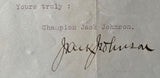 JOHNSON, JACK SIGNED LETTER (1914-JSA AUTHENTICATED)