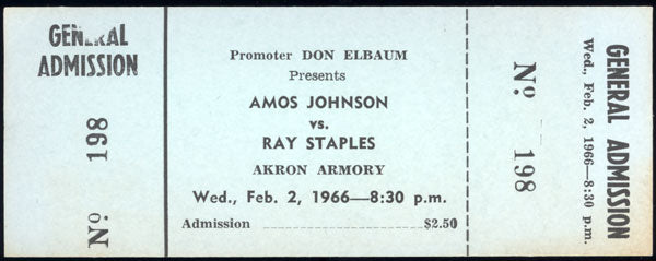 JOHNSON, AMOS "BIG TRAIN"-RAY STAPLES FULL TICKET (1966)