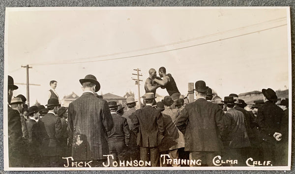 JOHNSON, JACK ORIGINAL TRAINING CAMP PHOTOGRAPH (1910-TRAINING FOR JEFFRIES)