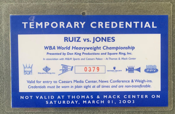 JONES, JR., ROY-JOHNNY RUIZ TEMPORARY CREDENTIAL (2003)