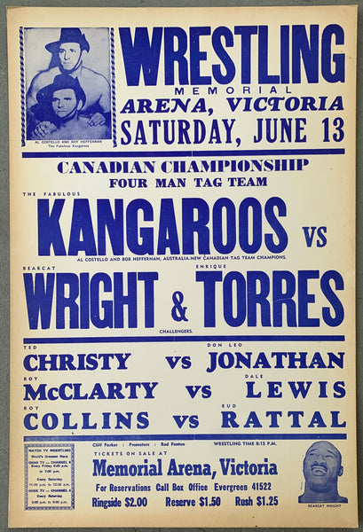 KANGAROOS-BEARCAT WRIGHT & ENRIQUE TORRES ON SITE POSTER (1964)