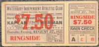 KAPLAN, LOUIS "KID"-BABE HERMAN FULL ON SITE TICKET (1925)