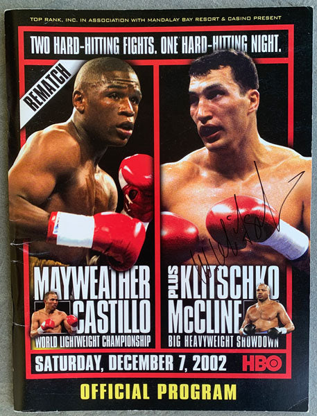 MAYWEATHER, JR., FLOYD-JOSE CASTILLO II & WLADIMIR KLITSCHKO-JAMEEL MCCLINE SIGNED OFFICIAL PROGRAM (2002-SIGNED BY KLITSCHKO)