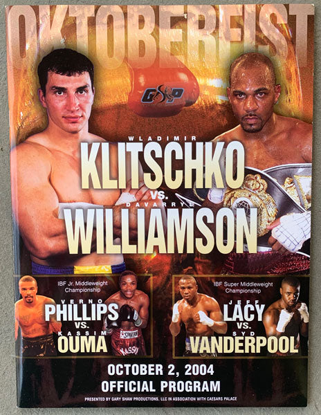 VITALI KLITSCHKO - Danny Williams carte d'identité de presse de boxe VITALI KLITSCHKO - Danny Williams carte d'identité de presse de boxe