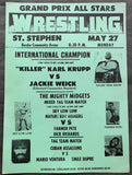 KRUPP, KILLER KARL-JACKIE WEICK & SKY LOW LOW & NATURE BOY RODGERS-FARMER PETE & DICK RICHARDS ON SITE WRESTLING POSTER (1974)