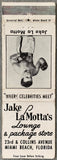 LAMOTTA, JAKE LOUNGE & PACKAGE STORE MATCHBOOK (1950'S)