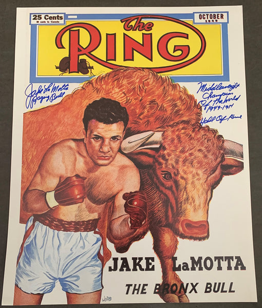 LAMOTTA, JAKE SIGNED RING MAGAZINE POSTER (VIKKI LAMOTTA COLLECTION)