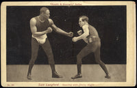 LANGFORD, SAM REAL PHOTO POSTCARD (SPARRING WITH WALSH-HEALTH & STRENGTH)