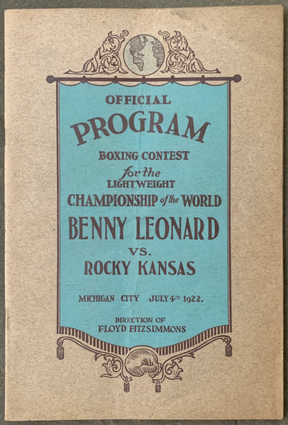 LEONARD, BENNY-ROCKY KANSAS OFFICIAL PROGRAM (1922)