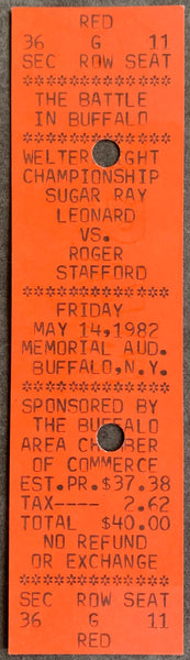 LEONARD, SUGAR RAY-ROGER STAFFORD FULL TICKET (1982-CANCELLED)