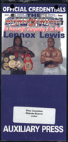 LEWIS, LENNOX-FRANCOIS BOTHA OFFICIAL CREDENTIAL (2000)