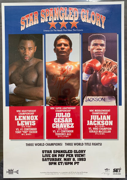 LEWIS, LENNOX-TONY TUCKER & JULIO CESAR CHAVEZ-TERRENCE ALI & GERALD MCCLELLAN-JULIAN JACKSON SIGNED PAY PER VIEW POSTER (1993)