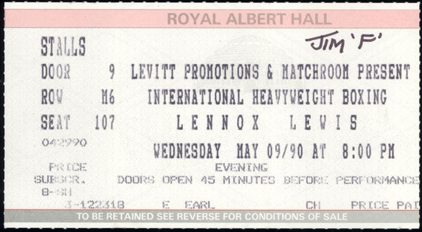 LEWIS, LENNOX-JORGE DASCOLA STUBLESS TICKET (1990)