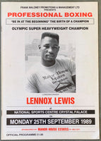 LEWIS, LENNOX-ANDY GERRARD OFFICIAL PROGRAM (1989-LEWIS 3RD PRO FIGHT)