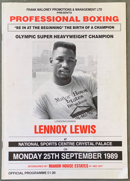 LEWIS, LENNOX-ANDY GERRARD OFFICIAL PROGRAM (1989-LEWIS 3RD PRO FIGHT)