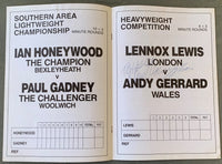 LEWIS, LENNOX-ANDY GERRARD OFFICIAL PROGRAM (1989-LEWIS 3RD PRO FIGHT)