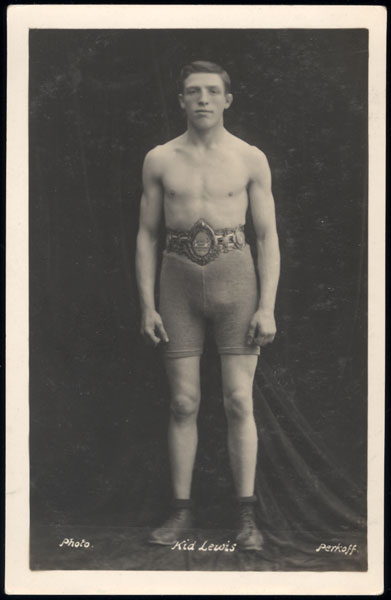 LEWIS, TED "KID" REAL PHOTO POSTCARD