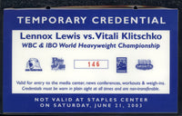 LEWIS, LENNOX-VITALI KLITSCHKO TEMPORARY CREDENTIAL (2003)