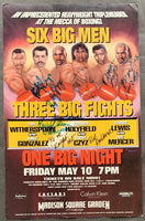 LEWIS, LENNOX-RAY MERCER & EVANDER HOLYFIELD-BOBBY CZYZ SIGNED ON SITE POSTER (1996)