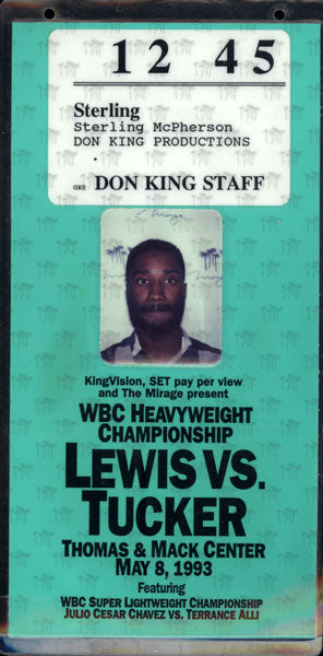 LEWIS, LENNOX-TONY TUCKER & JULIO CESAR CHAVEZ-TERRENCE ALI STAFF CREDENTIAL (1993)