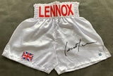 LEWIS, LENNOX SIGNED BOXING TRUNKS (AUTHENTIC SIGNINGS AUTHENTICATED)