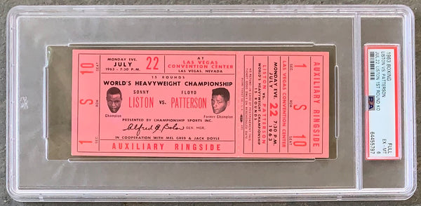 LISTON, SONNY-FLOYD PATTERSON II ON SITE FULL TICKET (1963-PSA/DNA EX-MT 6)