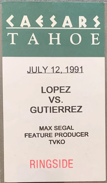 LOPEZ, TONY-LUPE GUTIERREZ & LENNOX LEWIS-MIKE WEAVER RINGSIDE CREDENTIAL (1991)