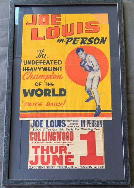 LOUIS, JOE APPEARANCE EXHIBITION ON SITE POSTER (1940'S-AS HEAVYWEIGHT CHAMPION)