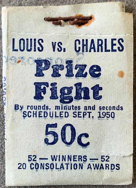 LOUIS, JOE-EZZARD CHARLES GAMBLING PACKET (1950-NEVER OPENED)