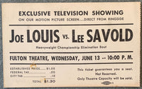 LOUIS, JOE-LEE SAVOLD CLOSED CIRCUIT STUBLESS TICKET (1951)