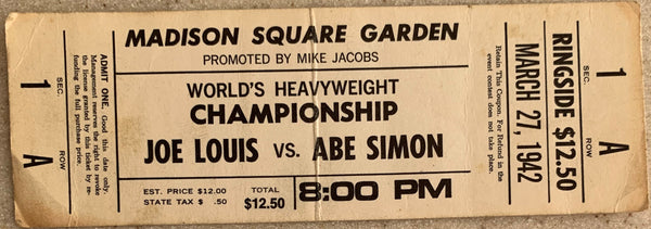 LOUIS, JOE-ABE SIMON II FULL TICKET (1942)