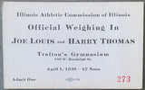 LOUIS, JOE-HARRY THOMAS WEIGH IN TICKET (1938)