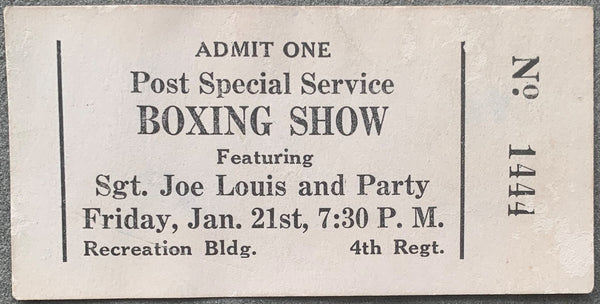 LOUIS, JOE FULL EXHIBITION TICKET (WW II-1944)