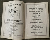 LYNCH, JOE-PAL MOORE & JACK DEMPSEY EXHIBITION OFFICIAL PROGRAM (1922)