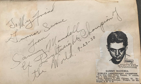 MANDELL, SAMMY INK SIGNED ALBUM PAGE (1930)