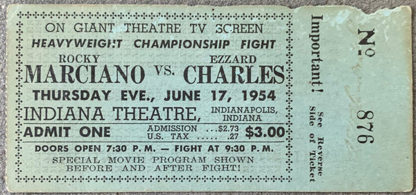 MARCIANO, ROCKY-EZZARD CHARLES I CLOSED CIRCUIT FULL TICKET (1954)