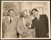 MARCIANO, ROCKY-PRESIDENT EISENHOWER-JOE DIMAGGIO ORIGINAL WIRE PHOTO (1953)