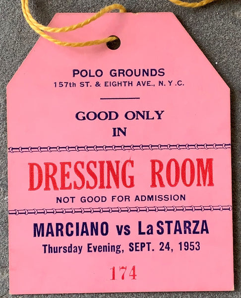MARCIANO, ROCKY-ROLAND LASTARZA DRESSING ROOM PASS (1953)
