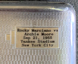 MARCIANO, ROCKY-ARCHIE MOORE STERLING SILVER SOUVENIR CIGARETTE CASE (1955)