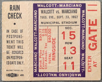 MARCIANO, ROCKY-JERSEY JOE WALCOTT I ON SITE TICKET STUB (1952-MARCIANO WINS TITLE-PSA/DNA)
