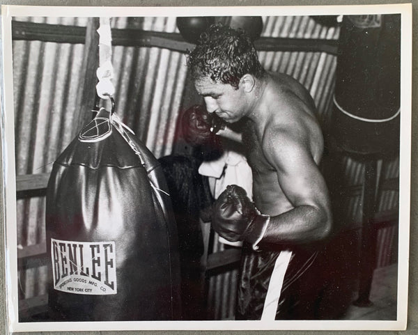 MARCIANO, ROCKY ORIGINAL WIRE PHOTO (1951-TRAINING FOR LOUIS)