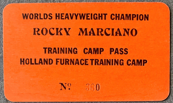 MARCIANO, ROCKY TRAINING CAMP PASS (1950'S)