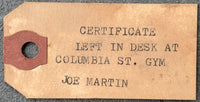 MARTIN, JOE SIGNED AMATEUR BOXING CERTIFICATE (CASSIUS CLAY FIRST TRAINER)
